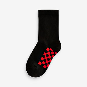 Black Checkerboard Cotton Rich Socks 7 Pack