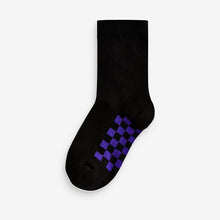 Load image into Gallery viewer, Black Checkerboard Cotton Rich Socks 7 Pack
