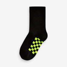 Load image into Gallery viewer, Black Checkerboard Cotton Rich Socks 7 Pack
