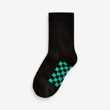 Load image into Gallery viewer, Black Checkerboard Cotton Rich Socks 7 Pack
