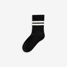 Load image into Gallery viewer, White/Black Checkerboard Cushioned Footbed Cotton Rich Ribbed Tipped Socks 5 Pack
