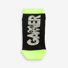 Load image into Gallery viewer, Black Gaming 7 Pack Cotton Rich Trainer Socks
