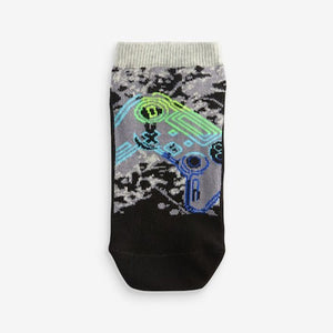 Black Gaming 7 Pack Cotton Rich Trainer Socks