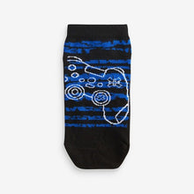 Load image into Gallery viewer, Black Gaming 7 Pack Cotton Rich Trainer Socks
