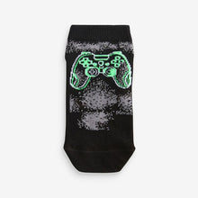 Load image into Gallery viewer, Black Gaming 7 Pack Cotton Rich Trainer Socks
