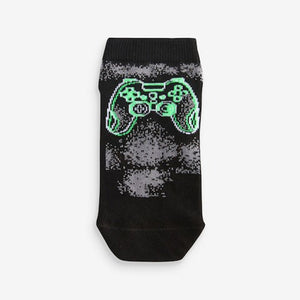 Black Gaming 7 Pack Cotton Rich Trainer Socks