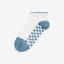 Load image into Gallery viewer, White Checkerboard 7 Pack Cotton Rich Trainer Socks
