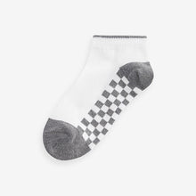 Load image into Gallery viewer, White Checkerboard 7 Pack Cotton Rich Trainer Socks
