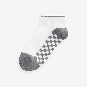 White Checkerboard 7 Pack Cotton Rich Trainer Socks