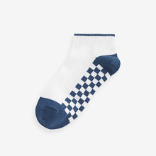 Load image into Gallery viewer, White Checkerboard 7 Pack Cotton Rich Trainer Socks
