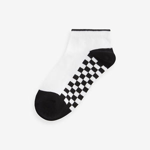 White Checkerboard 7 Pack Cotton Rich Trainer Socks