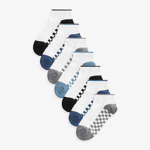 White Checkerboard 7 Pack Cotton Rich Trainer Socks