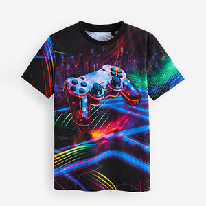 Black Controller All-Over Print Short Sleeve T-Shirt (3-12yrs)