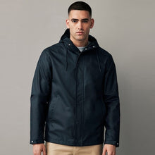 Load image into Gallery viewer, Navy Blue Regular Length Rubberised Waterproof Hooded Jacket
