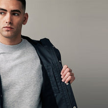 Load image into Gallery viewer, Navy Blue Regular Length Rubberised Waterproof Hooded Jacket
