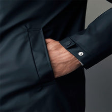 Load image into Gallery viewer, Navy Blue Regular Length Rubberised Waterproof Hooded Jacket
