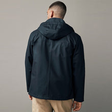 Load image into Gallery viewer, Navy Blue Regular Length Rubberised Waterproof Hooded Jacket

