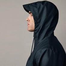 Load image into Gallery viewer, Navy Blue Regular Length Rubberised Waterproof Hooded Jacket

