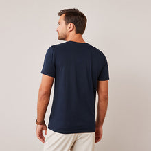 Load image into Gallery viewer, Blue Navy Regular Fit Essential Crew Neck Cotton T-Shirt
