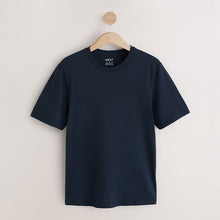 Load image into Gallery viewer, Blue Navy Regular Fit Essential Crew Neck Cotton T-Shirt
