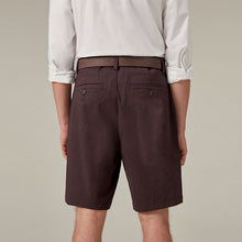 Load image into Gallery viewer, Burgundy Red Belted Chino Shorts
