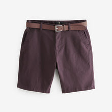 Load image into Gallery viewer, Burgundy Red Belted Chino Shorts
