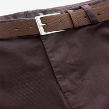 Load image into Gallery viewer, Burgundy Red Belted Chino Shorts
