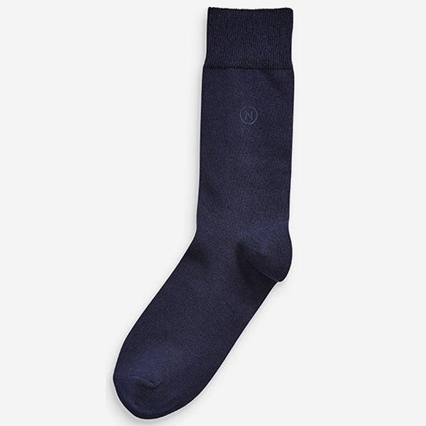 Navy Blue Embroidered Lasting Fresh Socks 5 Pack