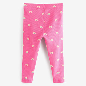 Bright Pink Rainbow Rib Jersey Leggings (3mths-6yrs)