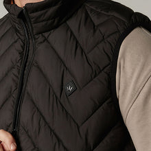 Load image into Gallery viewer, Black Chevron Funnel Neck Quilted Gilet
