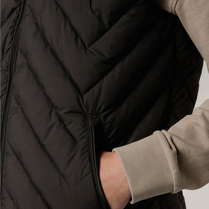Black Chevron Funnel Neck Quilted Gilet