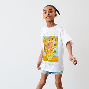 Van Gogh Sunflowers White Artist License T-Shirt (4-12yrs)