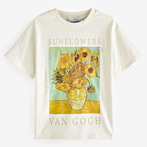 Van Gogh Sunflowers White Artist License T-Shirt (4-12yrs)