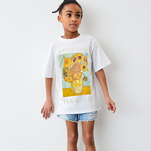 Van Gogh Sunflowers White Artist License T-Shirt (4-12yrs)