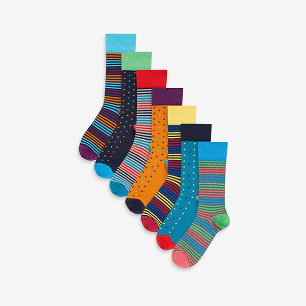 Bright Stripe Spot Pattern Socks 8 Pack
