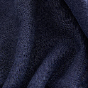 Navy Blue Linen Blend Taper Trousers