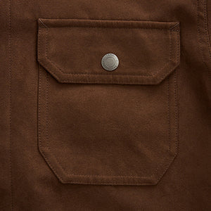 Brown Faux Suede Collared Trucker Jacket