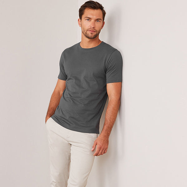 Grey Charcoal Slim Fit Essential Crew Neck T-Shirt