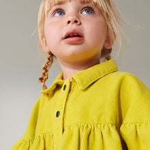 Load image into Gallery viewer, Yellow Corduroy Cotton Shirt Dress (3mths-6yrs)
