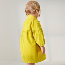 Load image into Gallery viewer, Yellow Corduroy Cotton Shirt Dress (3mths-6yrs)
