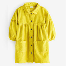 Load image into Gallery viewer, Yellow Corduroy Cotton Shirt Dress (3mths-6yrs)
