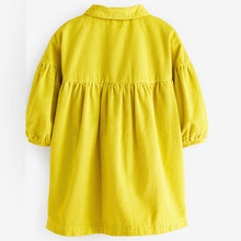 Load image into Gallery viewer, Yellow Corduroy Cotton Shirt Dress (3mths-6yrs)
