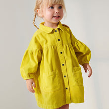 Load image into Gallery viewer, Yellow Corduroy Cotton Shirt Dress (3mths-6yrs)
