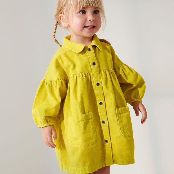 Yellow Corduroy Cotton Shirt Dress (3mths-6yrs)