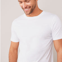 Load image into Gallery viewer, White Slim Fit Essential 100% Cotton Crew Neck T-Shirt
