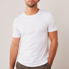 Load image into Gallery viewer, White Slim Fit Essential 100% Cotton Crew Neck T-Shirt
