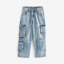Load image into Gallery viewer, Bleach Wash 100% Cotton Denim Multipocket Cargo Jeans
