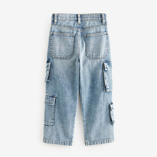 Load image into Gallery viewer, Bleach Wash 100% Cotton Denim Multipocket Cargo Jeans
