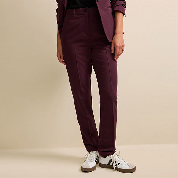 Burgundy Red Tailored Slim Trousers