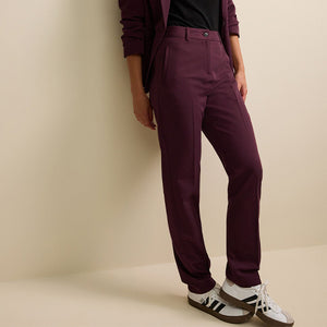 Burgundy Red Tailored Slim Trousers